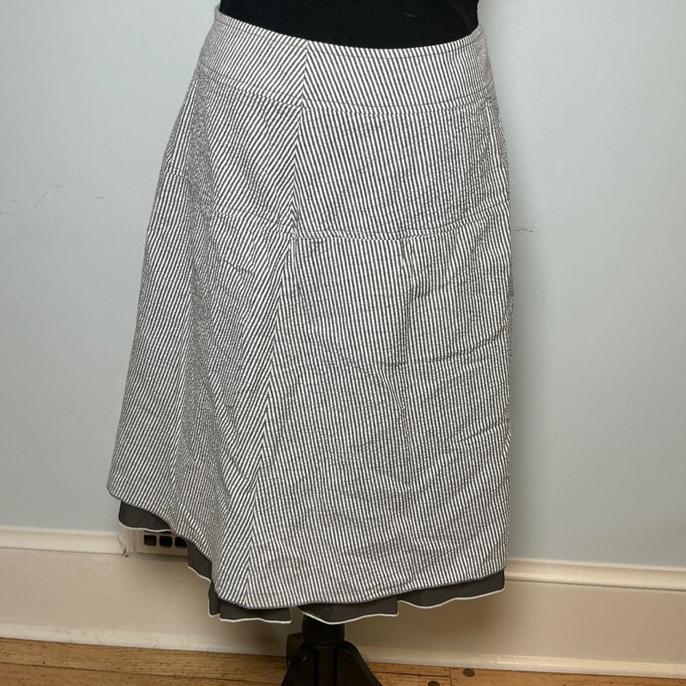 Seersucker Striped A-Line Midi Skirt Blue White Small Newport News by D.A.R.